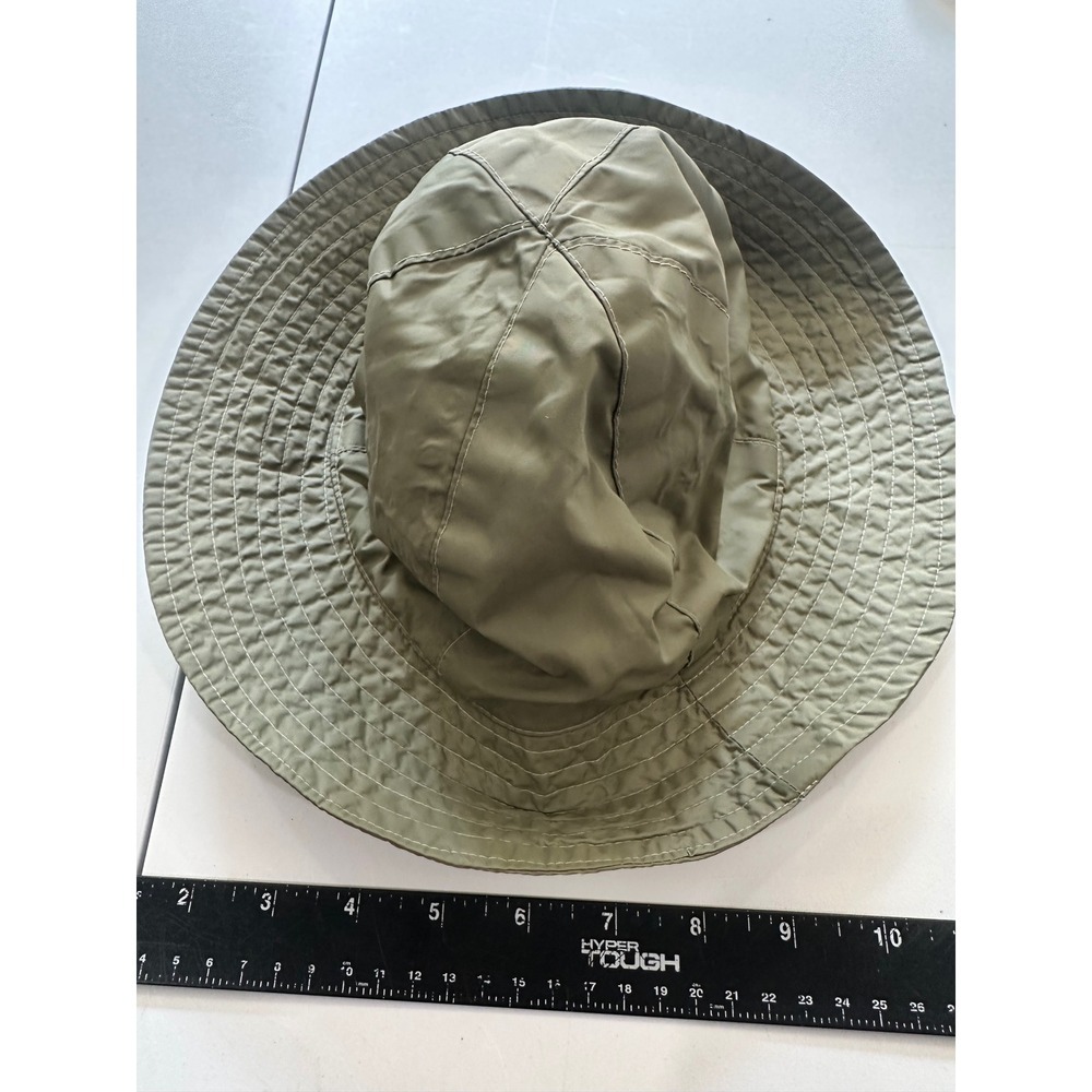 Vintage Eddie Bauer XL Olive Green Fleece Lined Nylon Bucket Hat Sun Hiking Hat
